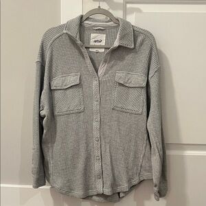 Aerie Light Gray Waffle Knit Shirt